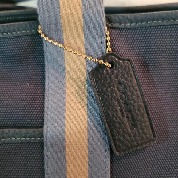 NWOT Coach Ellis Weekender Midnight Blue/Tan Canvas Leather - Picture 14 of 14